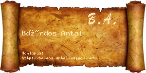 Bárdos Antal névjegykártya